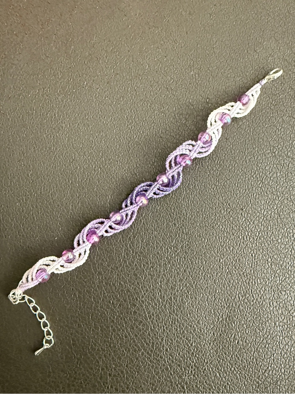Handmade Purple Gradient Beaded Macramé Bracelet